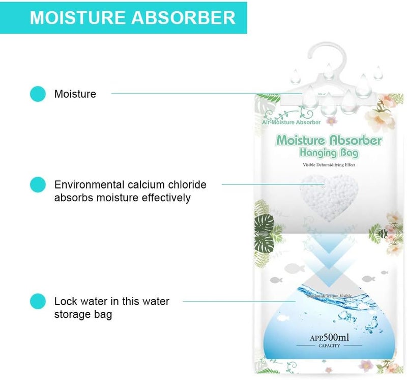 CANAGER Hanging Moisture Absorber-12 Packs, Hanging Dehumidifier Bags for Closet,Bedroom and kitchen,Fragrance Free,Moisture Absorb 12.5OZ - Image 4